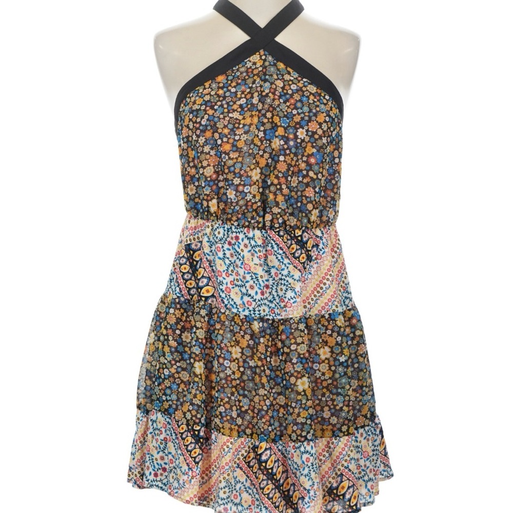 BCBGeneration Boho Floral Halter Tiered Sundress